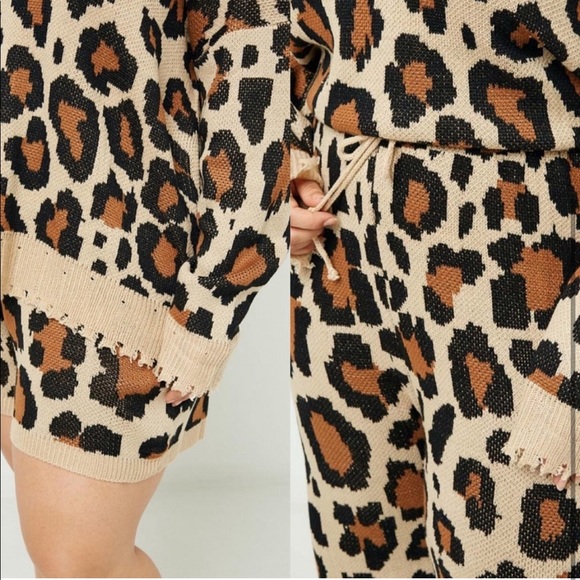 Knit Leopard Print Plus Size Sweater - live show - - Picture 2 of 3